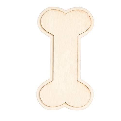 24-Pack Unfinished Wood Dog Bone Cutout - 4.1 x 2.2-Inch Shaped Wood Pieces for Kids DIY Craft, Dog House Decoration - Thumbnail 3