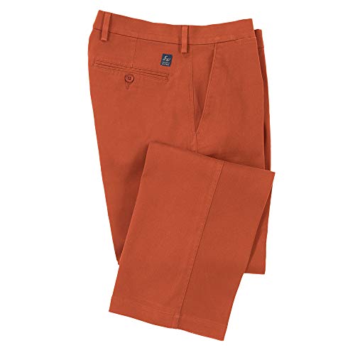 Flat Front Cotton Twill Chino Trousers 