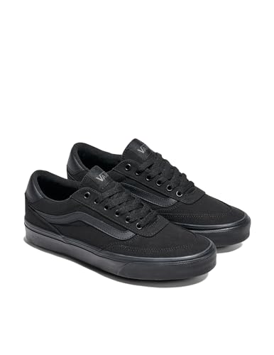 VANS MEN’S BROOKLYN LS SHOE – LOW-TOP FASHION SNEAKERS FOR CASUAL WEAR. CANVAS BLACK/BLACK. 10