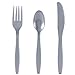 WDF 360 Silver Plastic Silverware- Disposable Hammered Gray Plastic Cutlery - Plastic Flatware inluding: 120 Gray Forks, 120 Gray Spoons, 120 Gray Knives
