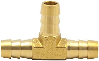 VIS Brass Hose Splicer Fitting, Tee, 3/8" Barb x 3/8" Barb x 3/8" Barb (Pack of 1)