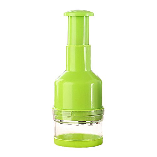 Fenleo Food Chopper One Piece Salad Vegetable Chopper and Slicer Dicer Manual Mini Hand Chopper Onion Garlic Mincer with Cover for Vegetables Stainless Steel Cutter Blade