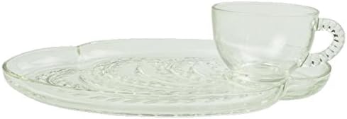 Federal Glass Homestead / Hospitality Snack Set ( Blue Box ) ( Cups & Plates ) ( 8 Piece / Set of 4 )