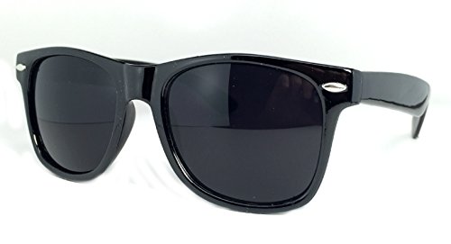 Sunglasses Classic 80's Vintage Style Design (Black, Super Dark)