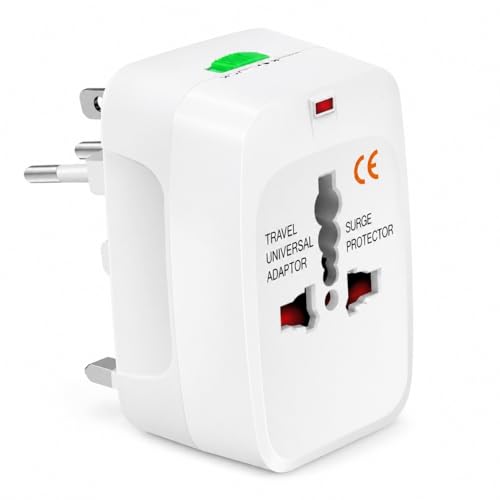 Adaptador de Tomada Universal Internacional - Padrão Mundial para Europa, EUA, UK e Japão - Bivolt com Trava de Segurança