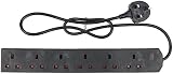 Invero 6 Way Power Mains Extension Lead 1M Cable UK 13A Black view 6