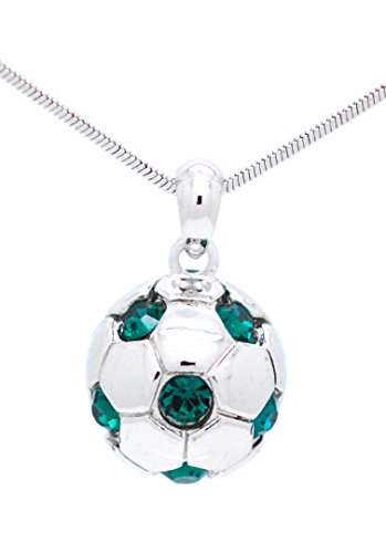 Violet Victoria & Fan Star Soccer Ball Necklace - Crystal Soccer Ball Necklace - Green