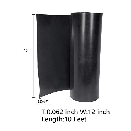 Neoprene Rubber Sheet Roll 1/16 (.062) Inch Thick x 12 Inch Wide x 10 Feet for DIY Gaskets, Pads, Seals, Crafts, Flooring,Cushioning of Anti-vibration, Anti-slip