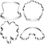 OUNONA 4pcs St.Patrick's Day Shamrock Cookie Cutters Set Non-stick Cookie Molds Cupcake Fondant Biscuit Moulds(Stainless Steel)