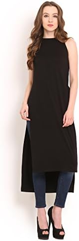 Women's Black Maxi Hi Low Hem Long Top Black Medium