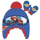 BLAZE Boys Winter Hat and Mittens Nickelodeon Monster Truck Blue Toddler 2T-4T