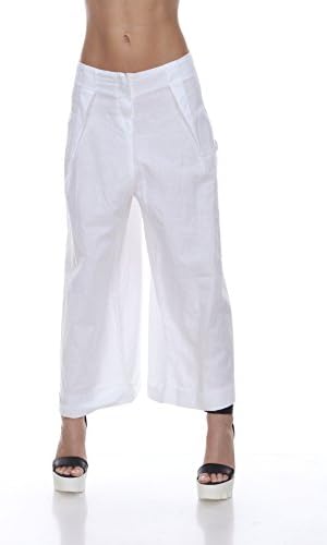 Culottes Wide Leg Pants (White) (Medium)