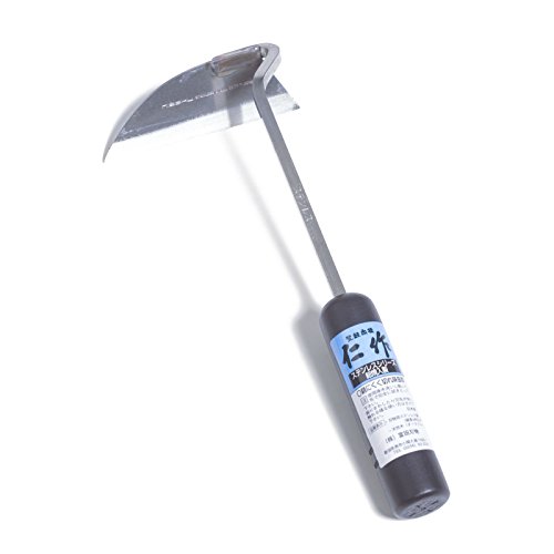 Nisaku NJP100 Handheld Nejiri Gama Weeding Hoe, Authentic Tomita (Est. 1960) Japanese Stainless Steel, 4" Blade Width, Polished Wood Handle
