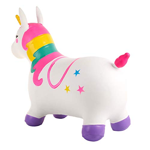 JOYIN Unicorn Bouncy Horse Kids Ride On Bouncer, Toddler Girl Bouncing