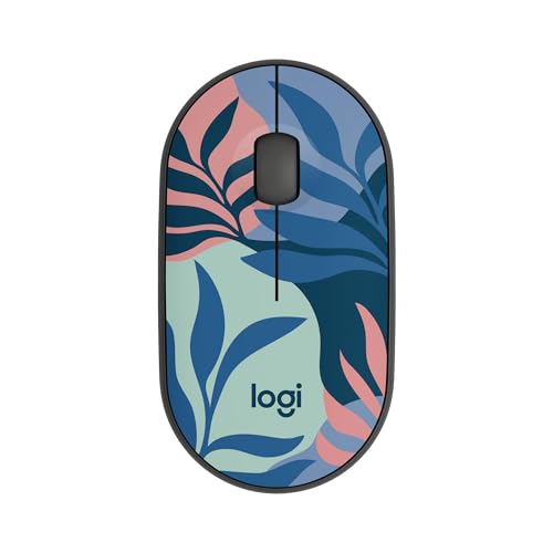 Photo 1 of Logitech M340 Wireless Mouse with Limited Edition Prints, USB Receiver and Silent Clicks, Portable Wireless Mouse for Laptop, PC, Windows, Chrome, Surface – Floral Leaves