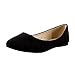 Bella Marie Angie-53 Black Women's Classic Pointy Toe Ballet Slip On Suede Flats (9)