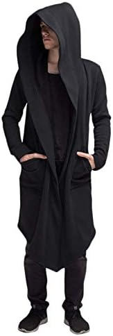 Black Cardigan Mens Cardigan Long Hooded Cardigan for Men Cape Coat Loose Jacket Overcoat Hip Hop Urban Hoodie