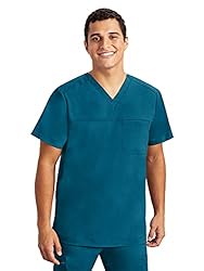 Healing Hands Mens Scrubs Top One Pocket Purple