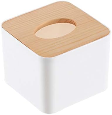 Vommpe Tissue Box Holder Wood Square 11 * 11 * 8.5cm Tissue Bag Holder Hotel Home Bedroom Bathroom Office Shop Tissue Box Covers