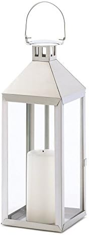 White Lanterns Candle Holders, Large Metal Candle Lantern Decor Stainless Steel