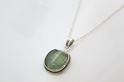 Light Green Natural Tourmaline Pendant Necklace with Sterling Silver chain 16" October Birthstone Gift ideas for women