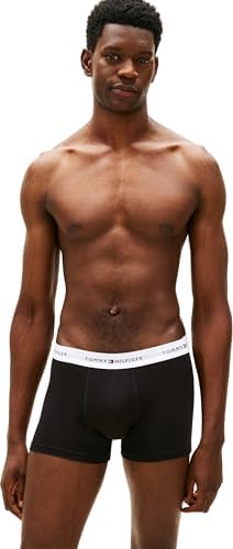 Calzoncillos bóxer Pack de 7 Hombre Trunks con Logotipo en la Cintura, Negro (Wht/Wht/Wht/Blk/Blk/Des/Des), L