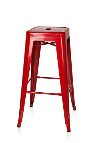 hjh OFFICE 645011 Barhocker VANTAGGIO HIGH Metall Rot Retro-Hocker im Industry-Design, stapelbar – Bild 8