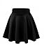 Afibi Girls Casual Mini Stretch Waist Flared Plain Pleated Skater Skirt (Small, Black)