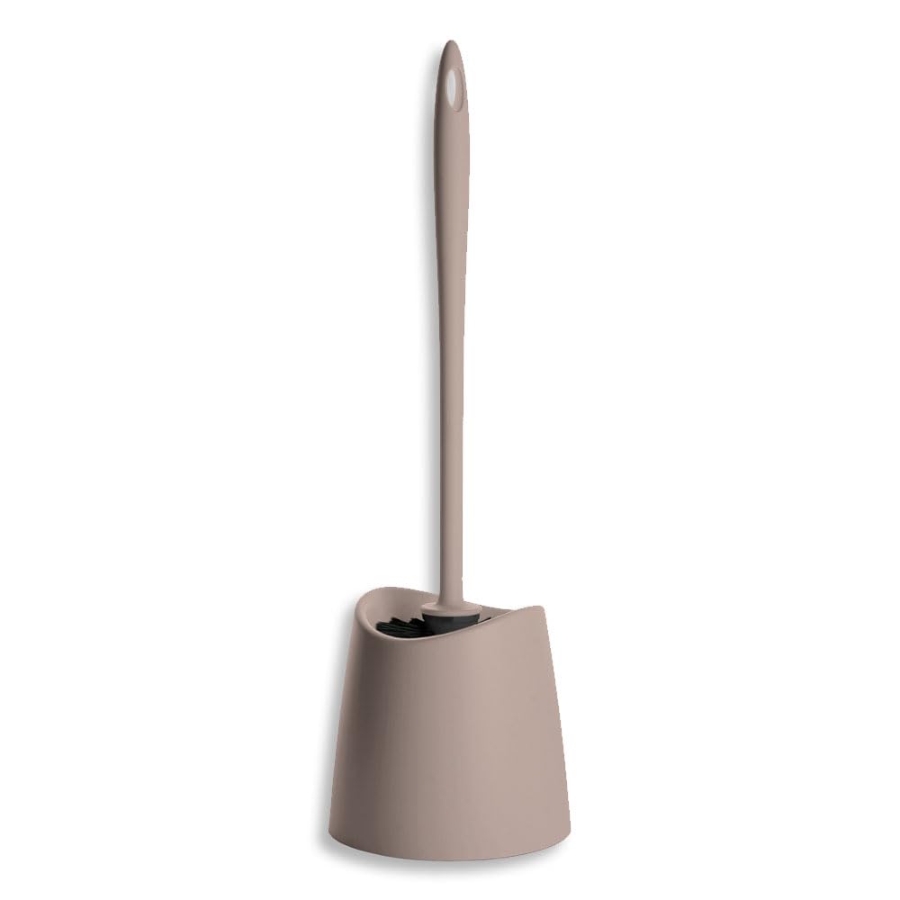 TATAY Toilet Brush | Durable Materials | Modern Design | Fixed and Long-Lasting Brush for Hygienic Cleaning | Multiple Bathroom Brush Colors | Made in Spain | 12 x 12 x 38 cm – Taupe