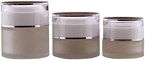 TOPWEL 20g/30g/50g 3PCS Frosted Glass with Acrylic White Lid Empty Refillable Cosmetic Cream Jar Pot Bottle Container (30g)