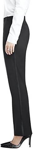 Marlowe Women's Slim Wool Tuxedo Pant with Satin Stripe by Dessy Group - Black - Size 16