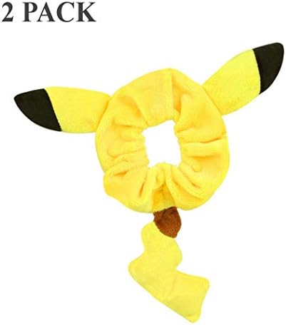 Pikachu Ear & Tail Ponytail Holder Plush Pikachu Hair Ring Cute Bracelet Costumes Hair Accessories