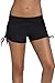 Dokotoo Women's Wide Waistband Swimsuit Bottom Mini Shorts,Black2, Size: US 12-14=Waist 31 inch, Tag Size:Large