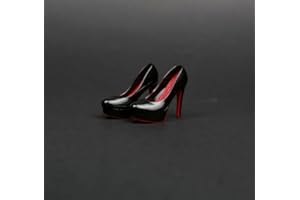 Fremego 1/6 Scale Female High-Heeled Shoes Leather Shoes Model Accessory for 12inch PH TBL JO Action Figure Body (Black)