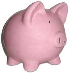 Completely Custom {8” x 7" Inch} 1 Single Medium, Coin &amp; Cash Bank Decoration for Holding Money, Made of Grade A Genuine Ceramic w/ Pale Blush Matte Piggy Style {Black &amp; Pink}