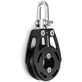 Blue Shark 2310 57mm Single Swivel Sailing Block, Aluminum Sailboat Pulley with Delrin Ball Bearings, 7/16 in (12mm) Max Line, 1,100 lb SWL, 3,500 lb Breaking Load