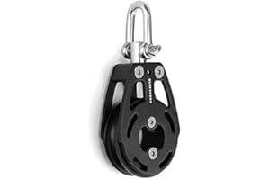Blue Shark 2310-57 mm Single Swivel Aluminum Sailing Block - Max Line: 7/16” (12 mm), Safe Working Load (SWL): 1100 lbs (500kg), Breaking Load: 3500 lbs (1600 kg)
