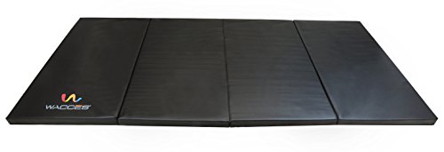 Wacces Pu Leather Gymnastics Gym Fitness Exercise Tumbling/Martial Arts Folding Mat, Black - Thumbnail 3