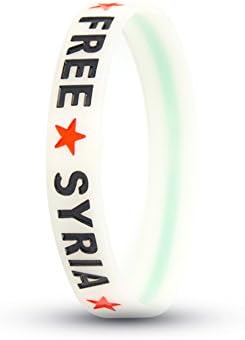 RyanLemon Silicone Bracelet Sport Fashion Multicolor Country Flag Unisex Wristband Pack of 10 (Syria (White color))