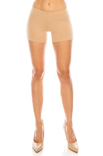 CNC STYLE Women's Regular/Plus Soild Stretch Mini Dance Yoga, Nude, Size Small