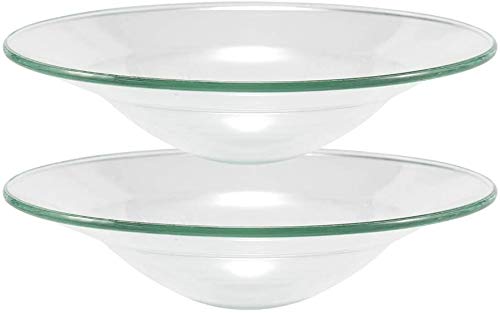 2 x 11.5cm Replacement Round Glass Dish for Oil Burner Wax Melt Warmer Essential Oil Burner Yankee Tart Warmer Aroma Therapy Lamps Plate Lid Tray Coaster