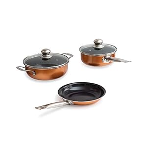 Non-Stick Cooking Pans and Pots Set - 5 pcs Oven Safe Copper Cookware - Induction Hob Saucepan Pots with Lids…