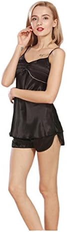 BOwith Women Summer Nightwear Condole belt and Shorts Black XL