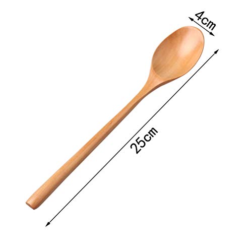Wooden Spoons, 6 Pieces 9.8 Inch Wood Soup Spoons for Eating Long