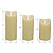 GiveU Moving Wick Flameless 10 Key Remote & Timer 3-Inch by 5/6/7-Inch Set of 3 Pillar Led, Battery Candles Flicker, Ivory, Ivory