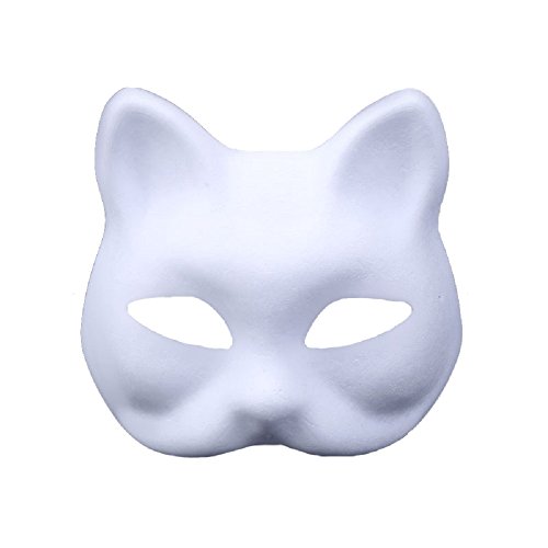 Himine 9 PCS DIY White Paper Mask Blank Hand Painted Mask (Cat)