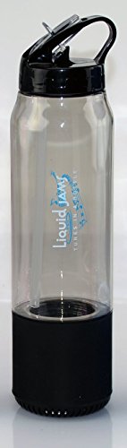 Liquid Jams Water Bottle with Bluetooth Speaker and LED Light - Black