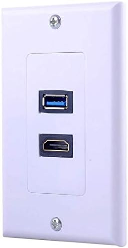 Halokny 1 Port HDMI + 1 Port USB3.0 Wall Face Plate Panel, 1 USB3.0+1 HDMI