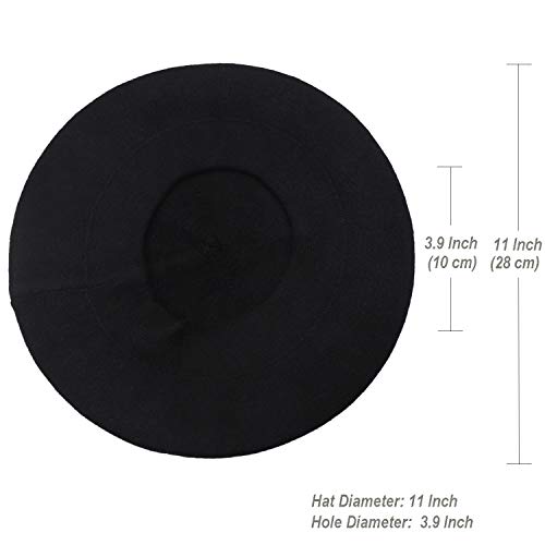 French Beret Hat,Reversible Solid Color Cashmere Beret Cap for Womens Girls Lady Adults (Black1)