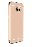 Hard Case For Samsung Galaxy S7 Edge 3 in 1 Anti-Scratch Shockproof Electroplate Cover Snap on Protective Case by Sophili - Golden